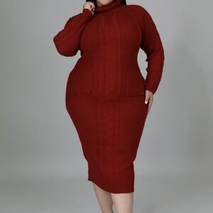 Rust Sweater Knit Dress